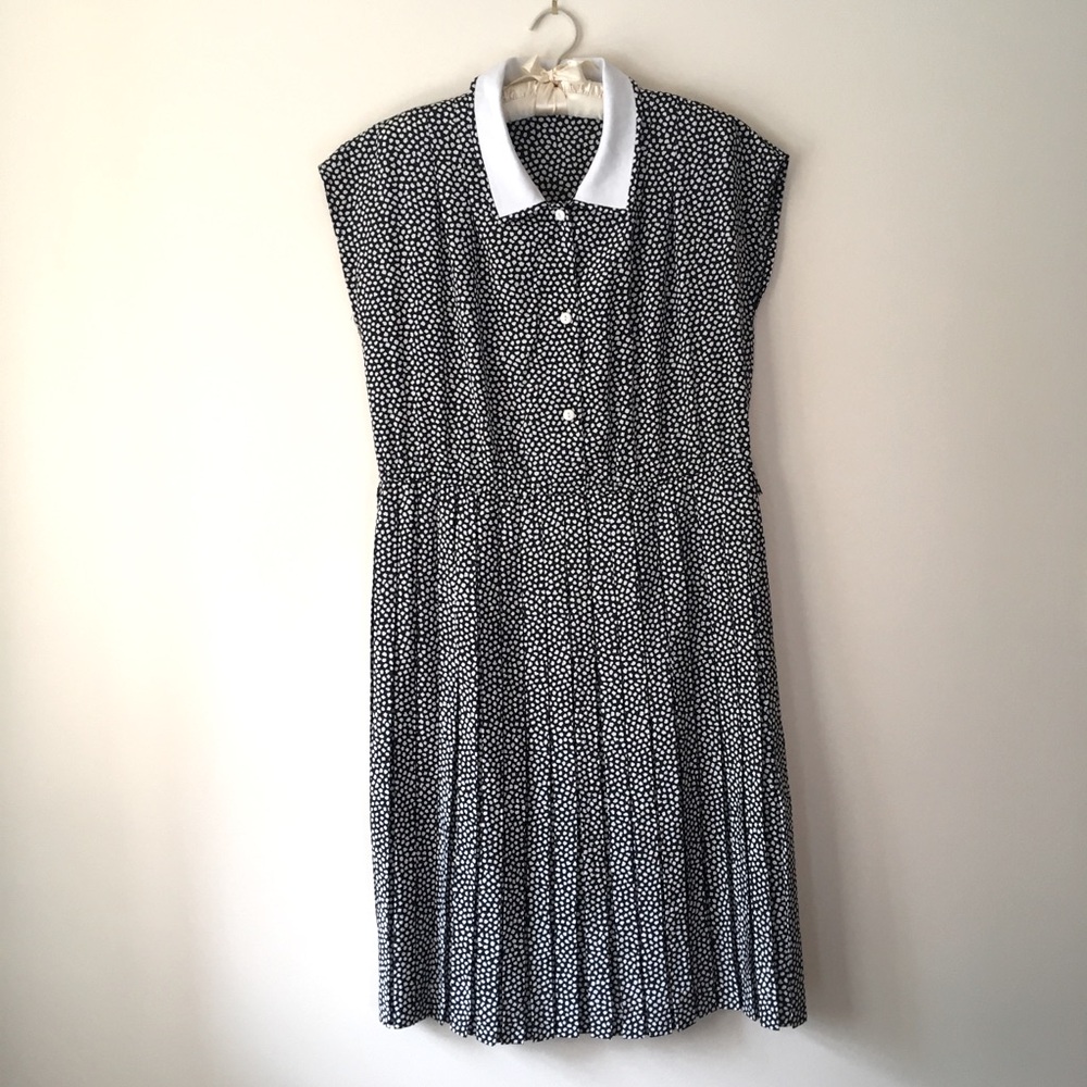 Vintage polka dots pleated midi dress